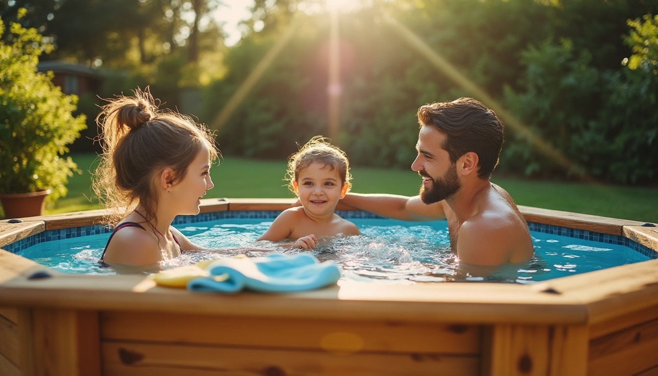 Piscine en bois hexagonale : charme naturel et installation facile